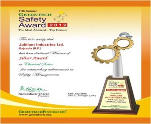 Greentech Safety Award 2012 – Silver Award – Chemical Sector for their outstanding achievement in Safety Management System 2